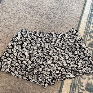 LOFT Black and White Floral High Waist Shorts